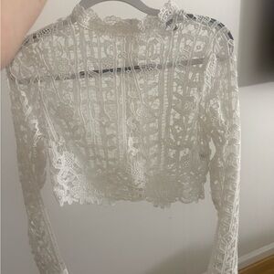 Tobi White Lace Crochet Blouse